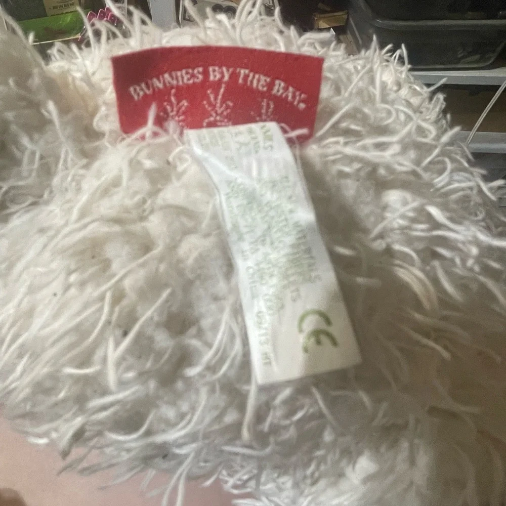 Shabby Cream and Brown Plush Puppy Shaggy Fetch